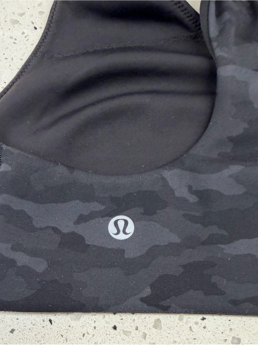 Lululemon Black Racerback Camo Sports Bra SZ 6